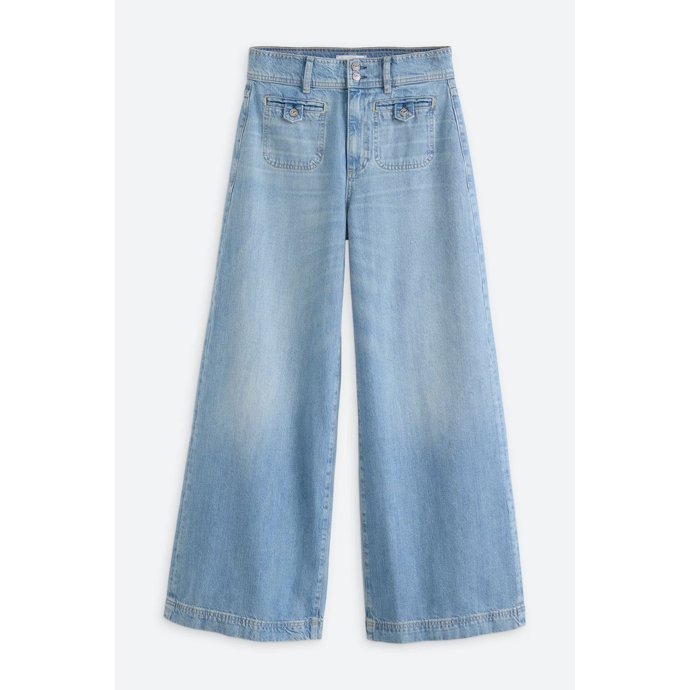 PAIGE Cameron Wide W/ Wide Wb+Welt Stitch Through Pockets Jeans Lt Blue  10 NWT - Picture 4 of 8